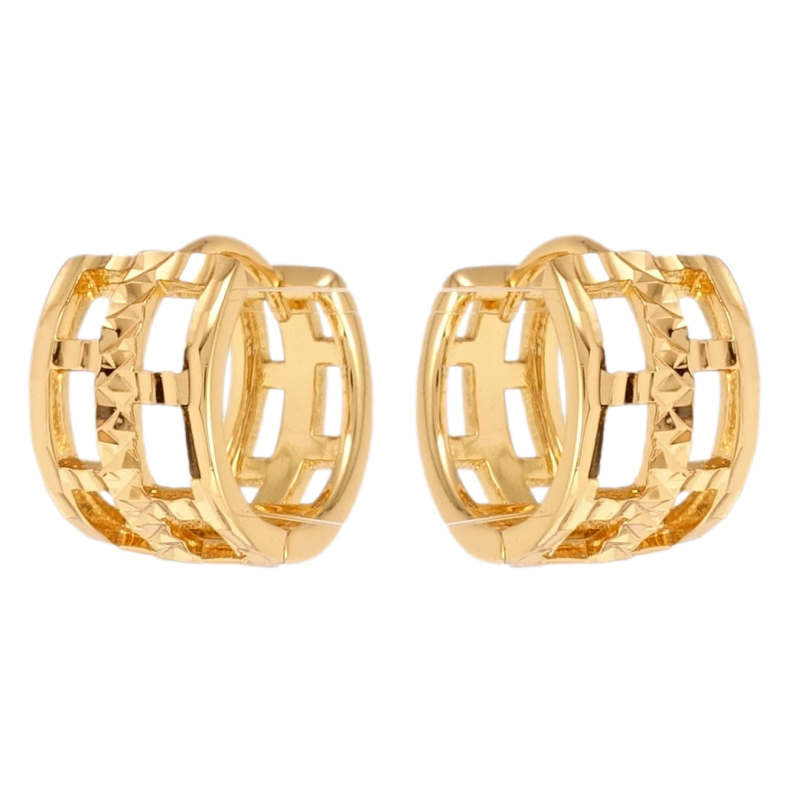 Сережки Xuping Позолота 18K колечка Гратовий візерунок з насічками фото №1 Сережки Xuping Позолота 18K колечка Гратовий візерунок з насічками фото №1