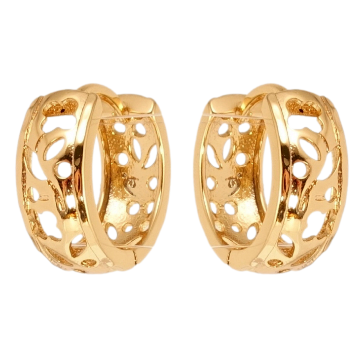 Серьги Xuping Позолота 18K колечки Резной растительный орнамент фото №7 Серьги Xuping Позолота 18K колечки Резной растительный орнамент фото №7