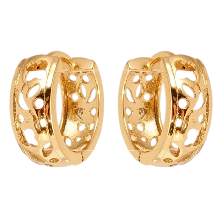 Серьги Xuping Позолота 18K колечки Резной растительный орнамент фото №1 Серьги Xuping Позолота 18K колечки Резной растительный орнамент фото №1