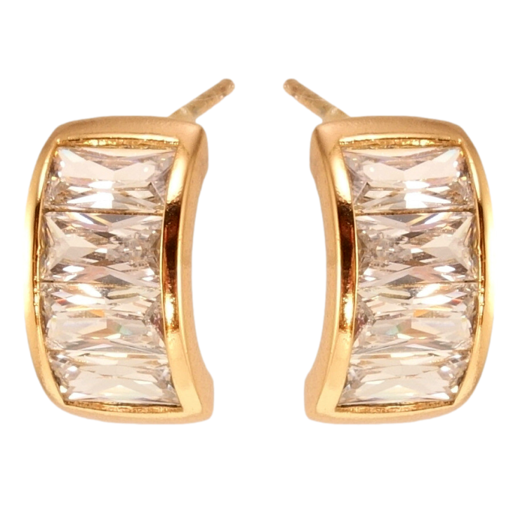 Серьги Xuping Позолота 18K пусеты Дуги с дорожками циркония фото №7 Серьги Xuping Позолота 18K пусеты Дуги с дорожками циркония фото №7