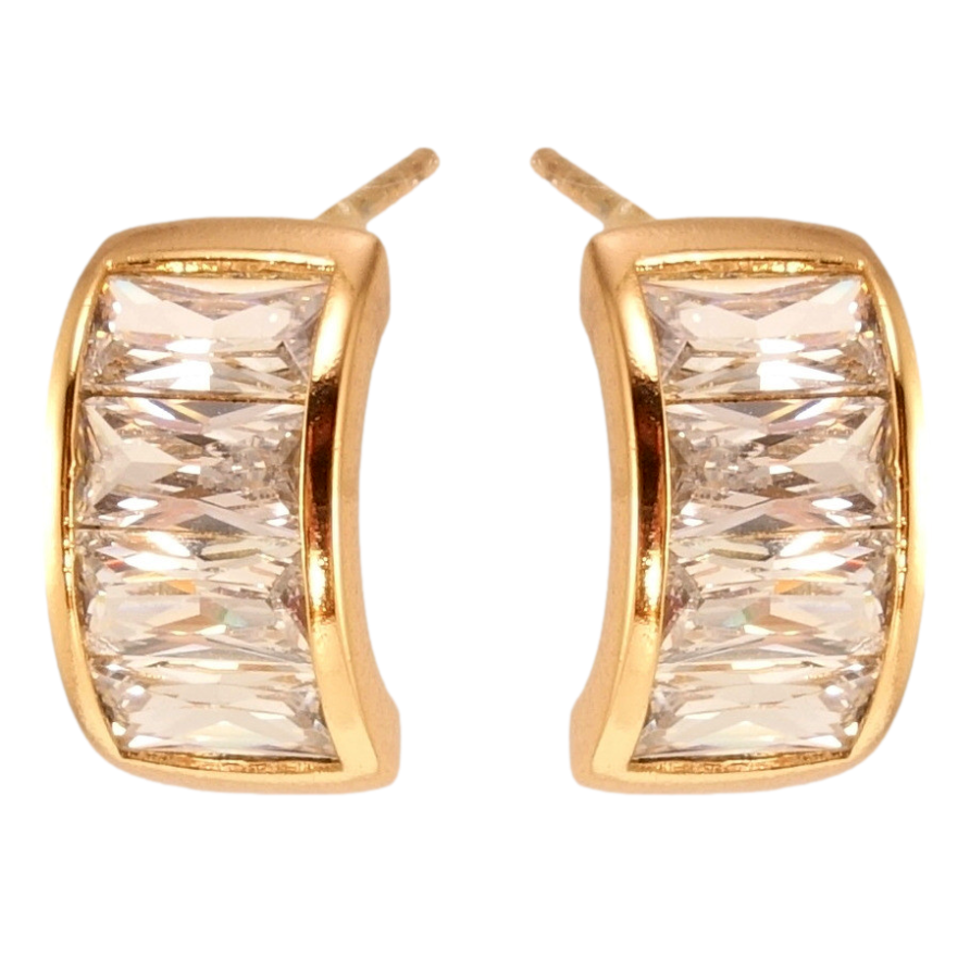 Серьги Xuping Позолота 18K пусеты Дуги с дорожками циркония фото №1
