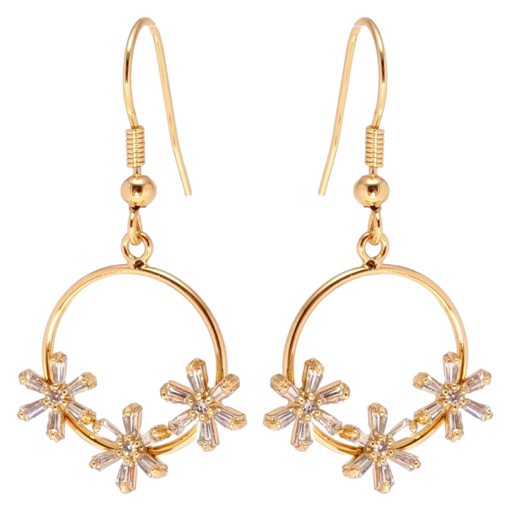 Серьги Xuping Позолота 18K французский замок Кольца с кристальными цветочками фото №10 Серьги Xuping Позолота 18K французский замок Кольца с кристальными цветочками фото №10