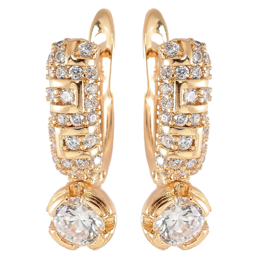 Серьги Xuping Позолота 18K английский замок Инкрустация цирконием фото №1 Серьги Xuping Позолота 18K английский замок Инкрустация цирконием фото №1