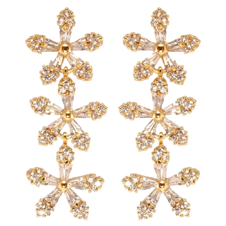 Серьги Xuping Позолота 18K пусеты Кристальные цветы фото №22