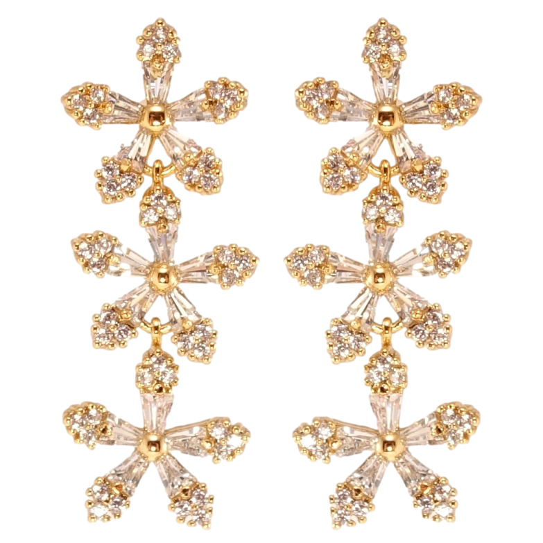 Серьги Xuping Позолота 18K пусеты Кристальные цветы фото №1