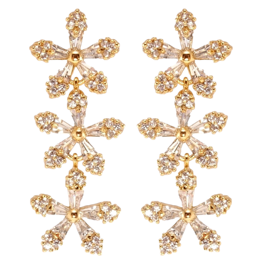 Серьги Xuping Позолота 18K пусеты Кристальные цветы фото №1