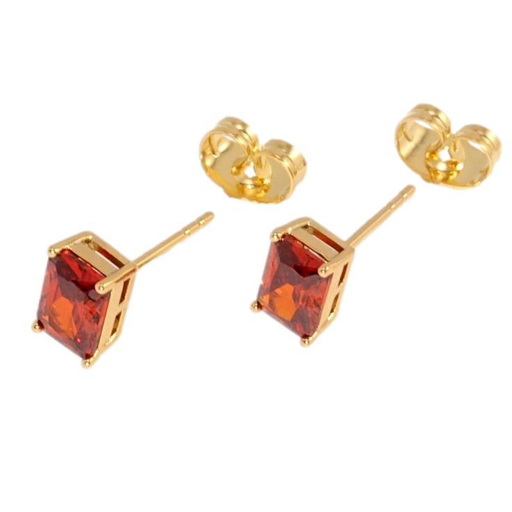 Серьги Xuping Позолота 18K пусеты Прямоугольные красные кристаллы в крапановой оправе 5х7мм фото №17