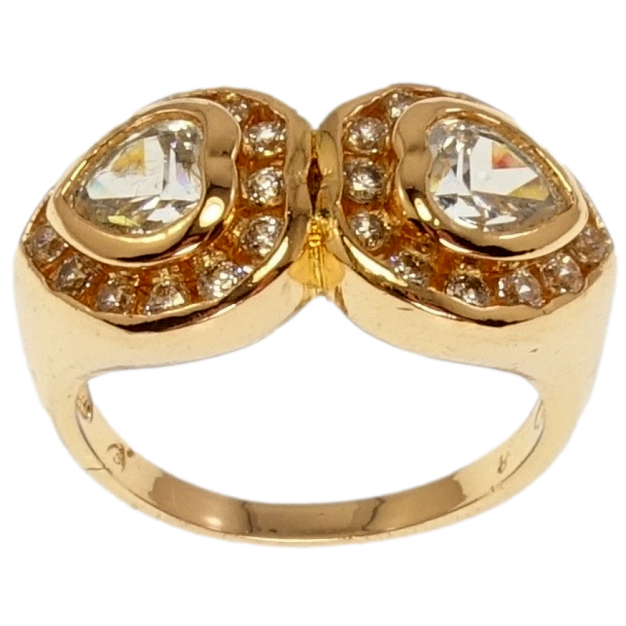 Кольцо Xuping Позолота 18K Два Сердечка фото №1