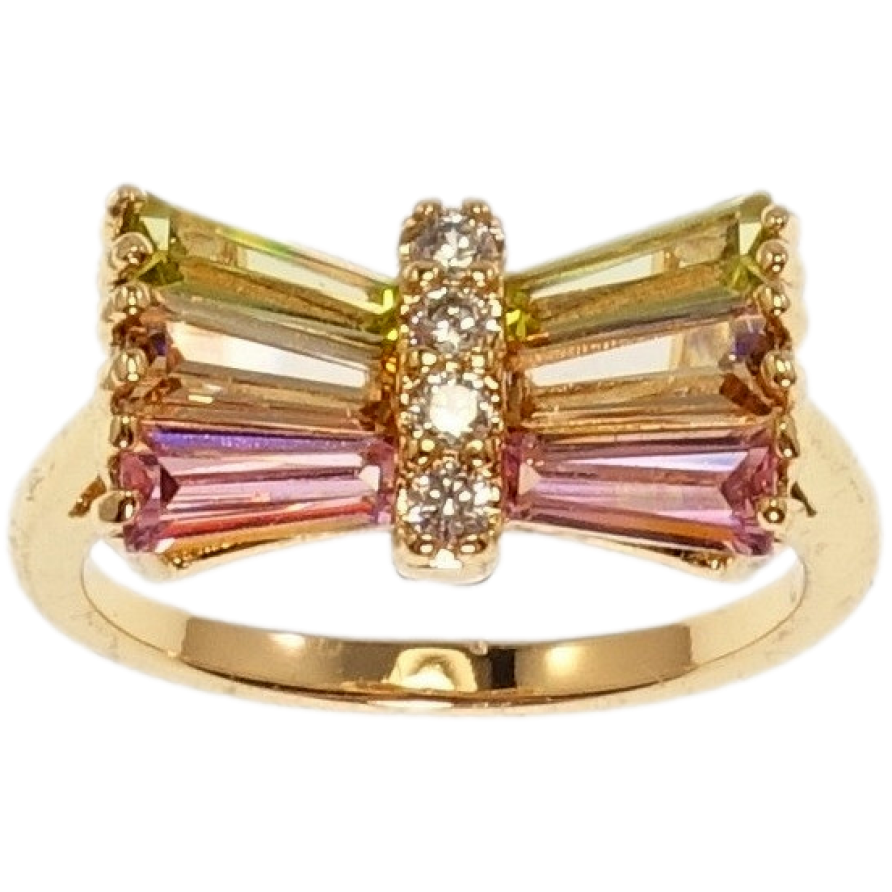 Каблучка Xuping Позолота 18K Бант з різнокольоровими кристалами фото №1