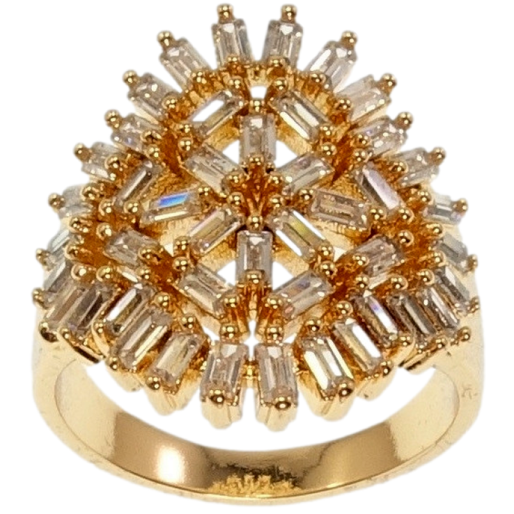 Кольцо Xuping Позолота 18K Декоративный Узор из Прямоугольных Кристаллов фото №13