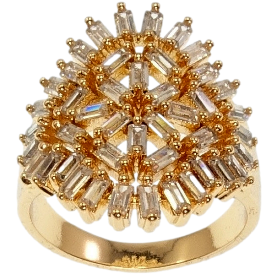 Кольцо Xuping Позолота 18K Декоративный Узор из Прямоугольных Кристаллов фото №1