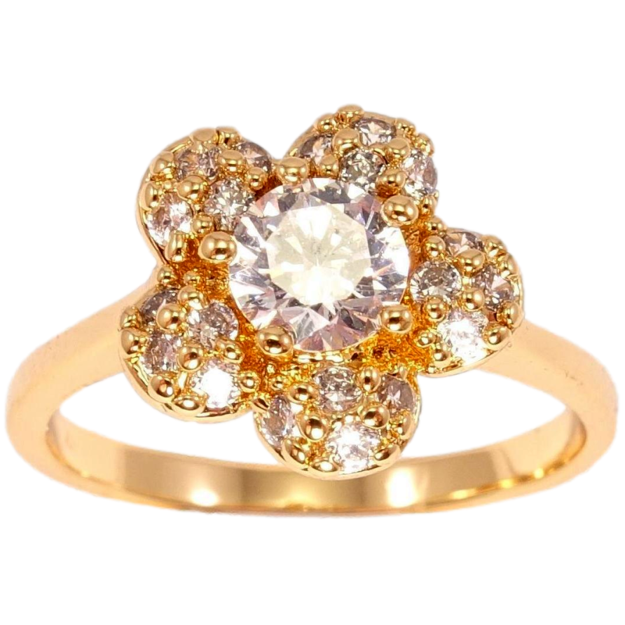 Каблучка Xuping Позолота 18K Квітка з інкрустацією цирконій вставка кристал фото №1