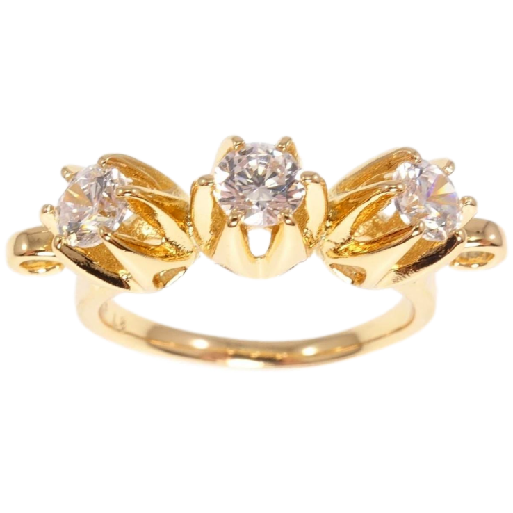 Каблучка Xuping Позолота 18K Три квіткові бутони фото №19