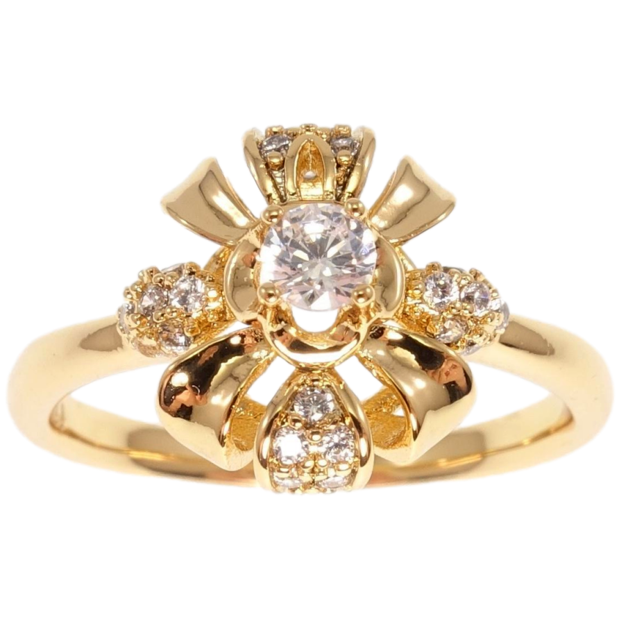 Каблучка Xuping Позолота 18K Квітка з закрученими пелюстками, що чергуються фото №1