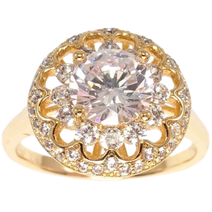 Кольцо Xuping Позолота 18K Кристалл в круглой оправе с волнистыми вырезами в форме лепестков фото №3