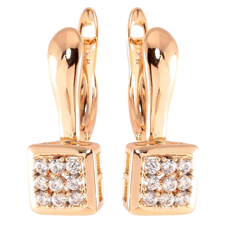 Сережки Xuping Позолота 18K англійський замок Інкрустація цирконієм фото №1 Сережки Xuping Позолота 18K англійський замок Інкрустація цирконієм фото №1