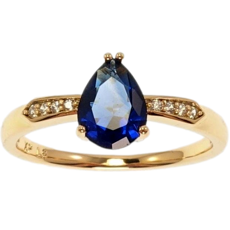 Каблучка Xuping Позолота 18K Синя кришталева крапля фото №9