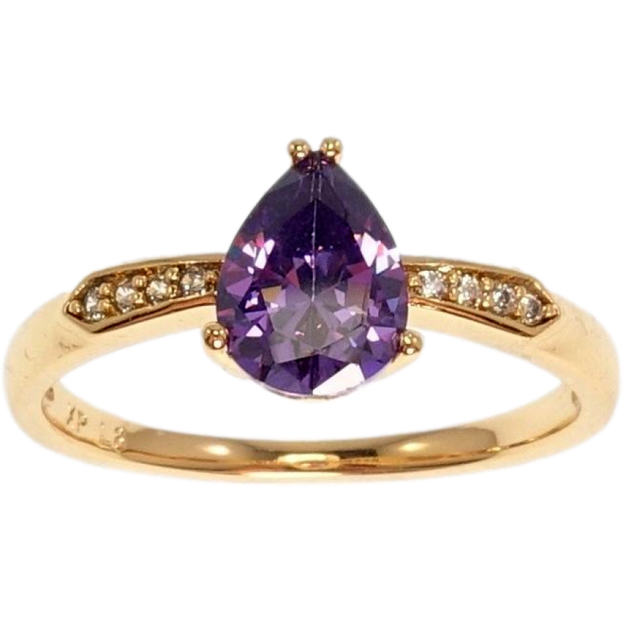 Каблучка Xuping Позолота 18K Бузова кристальна крапля фото №1