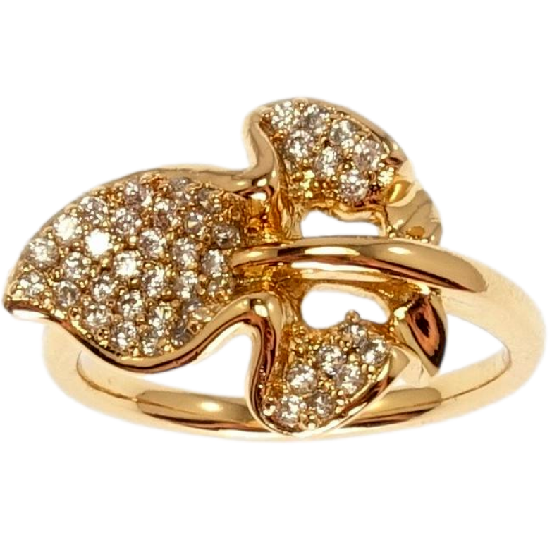 Каблучка Xuping Позолота 18K Листок з інкрустацією цирконієм фото №1