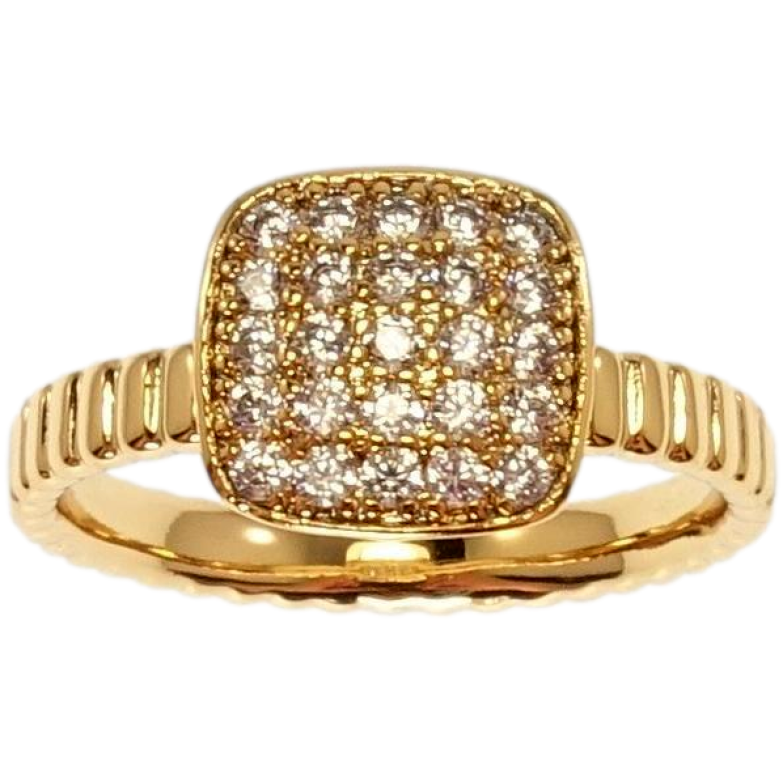 Каблучка Xuping Позолота 18K Високий квадрат з інкрустацією цирконієм фото №1