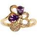 Кольцо Xuping Позолота 18K Причудливый узор инкрустация вставки фиолетовые кристаллы фото №1