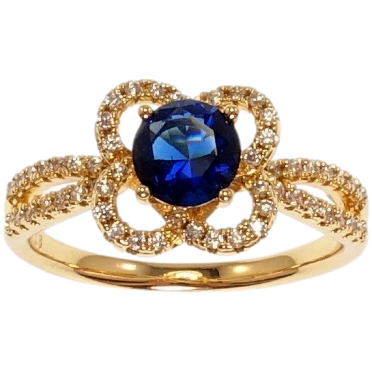 Кольцо Xuping Позолота 18K Цветок с синим кристаллом и цирконием фото №9