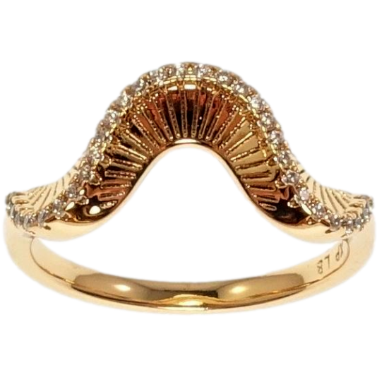 Кольцо Xuping Позолота 18K Декоративная волна с мелким цирконием фото №1
