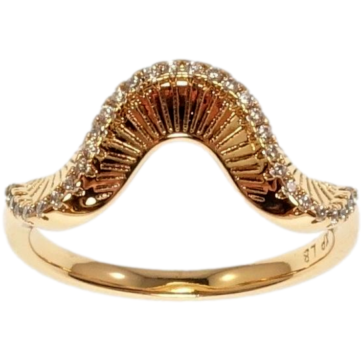 Кольцо Xuping Позолота 18K Декоративная волна с мелким цирконием фото №7