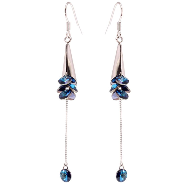 Серьги Xuping цвет Родий с кристаллами Swarovski французский замок Изящные подвески с кристаллами Bermuda фото №1