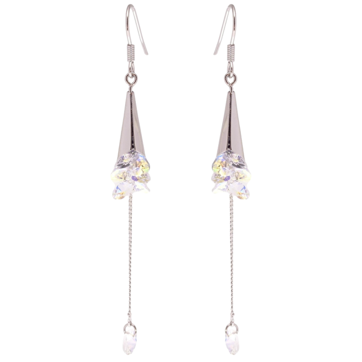 Серьги Xuping цвет Родий с кристаллами Swarovski французский замок Изящные подвески с кристаллами Shimmer фото №20