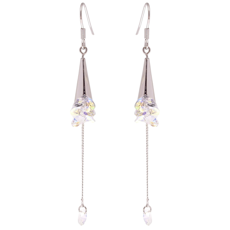 Серьги Xuping цвет Родий с кристаллами Swarovski французский замок Изящные подвески с кристаллами Shimmer фото №1