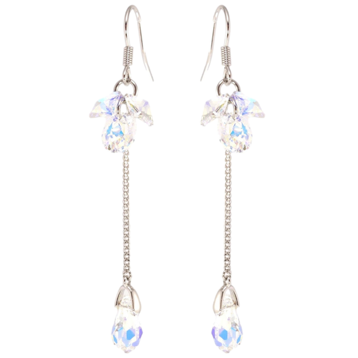 Серьги Xuping цвет Родий с кристаллами Swarovski французский замок Кристаллы Shimmer на цепочке фото №22