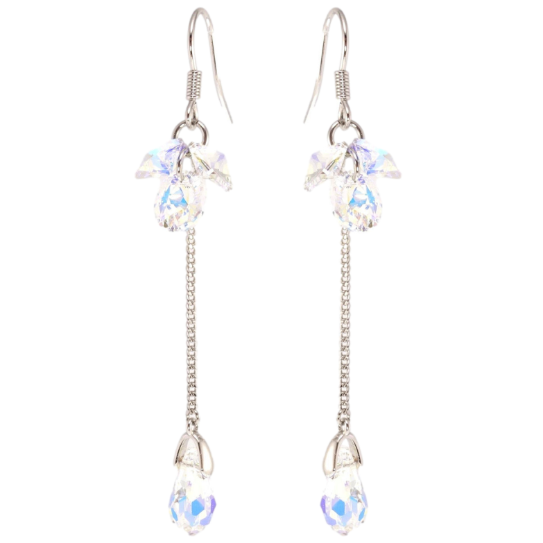 Серьги Xuping цвет Родий с кристаллами Swarovski французский замок Кристаллы Shimmer на цепочке фото №1 Серьги Xuping цвет Родий с кристаллами Swarovski французский замок Кристаллы Shimmer на цепочке фото №1