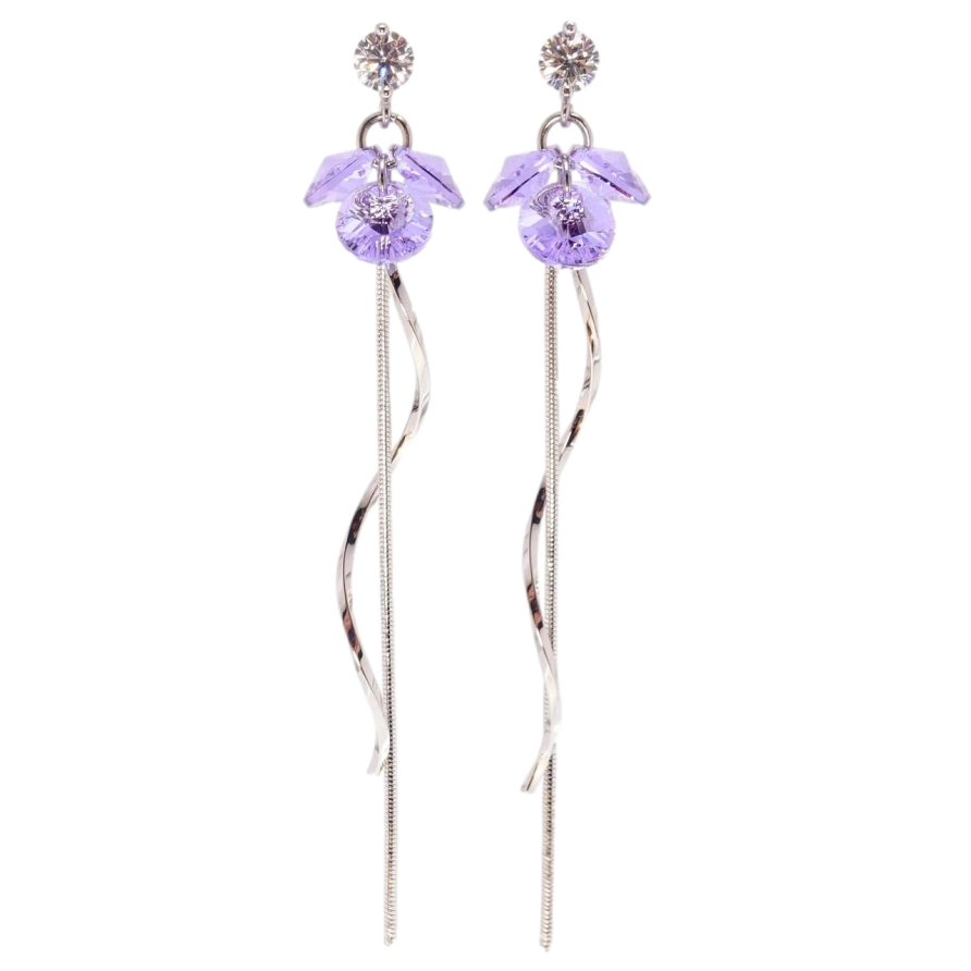 Сережки Xuping колір Родій з кристалами Swarovski пусети Витончені підвіски з кр-ми Provence Lavender фото №1