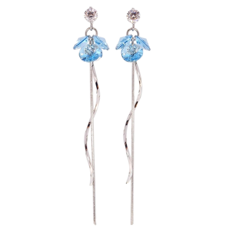 Сережки Xuping колір Родій з кристалами Swarovski пусети Витончена конструкція з кристалами Aquamarine фото №12 Сережки Xuping колір Родій з кристалами Swarovski пусети Витончена конструкція з кристалами Aquamarine фото №12