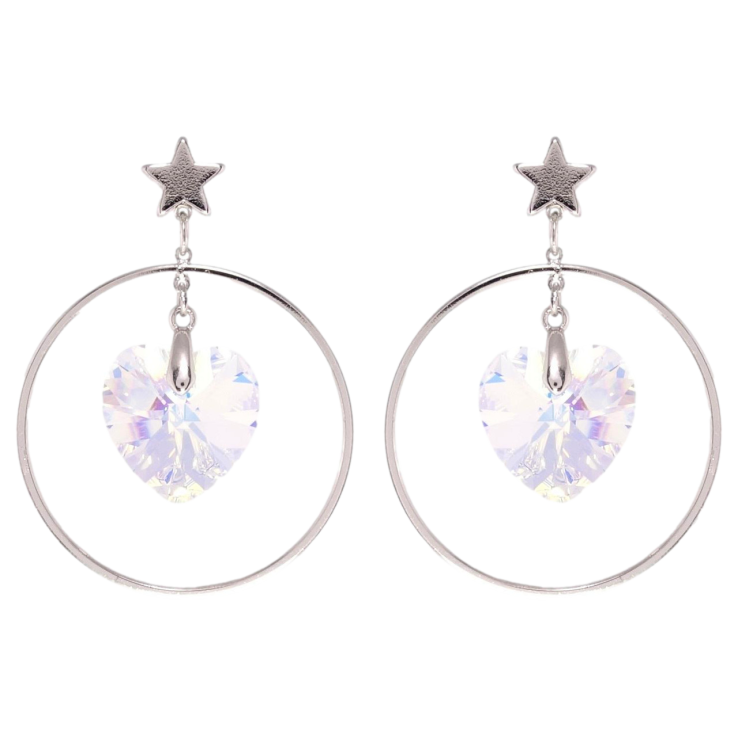 Сережки Xuping колір Родій з кристалами Swarovski пусети Колечки з кристалами Shimmer у вигляді серця фото №11 Сережки Xuping колір Родій з кристалами Swarovski пусети Колечки з кристалами Shimmer у вигляді серця фото №11