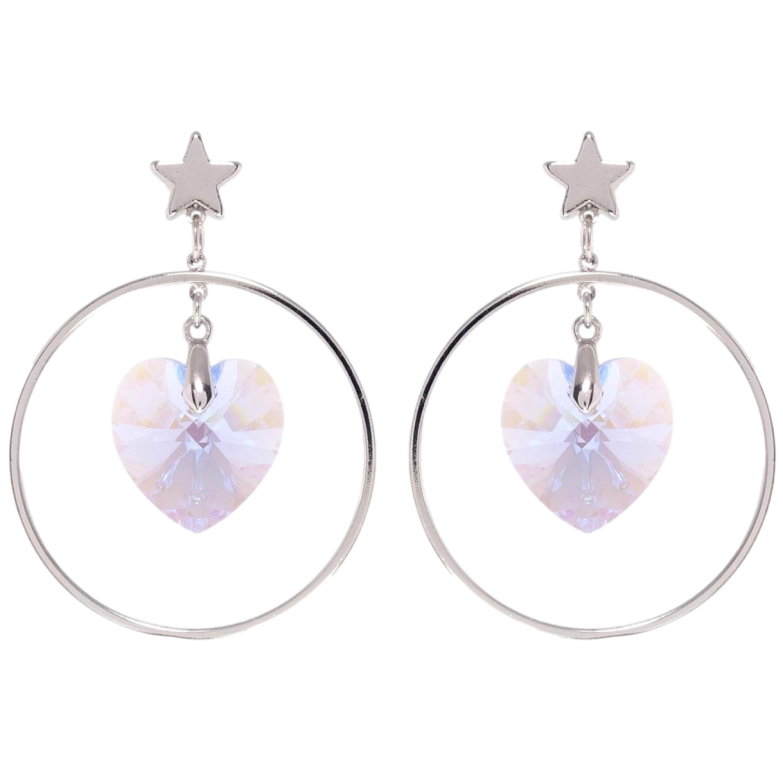 Серьги Xuping цвет Родий с кристаллами Swarovski пусеты Кольца с кристаллами Moonlight в виде сердца фото №1