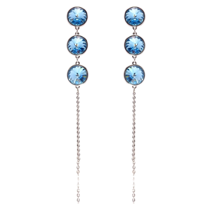 Серьги Xuping цвет Родий с кристаллами Swarovski пусеты Кристаллы Laguna Delite на цепочке фото №24