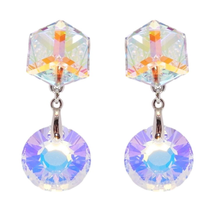 Серьги Xuping цвет Родий с кристаллами Swarovski пусеты Кристальные подвески Moonlight фото №21