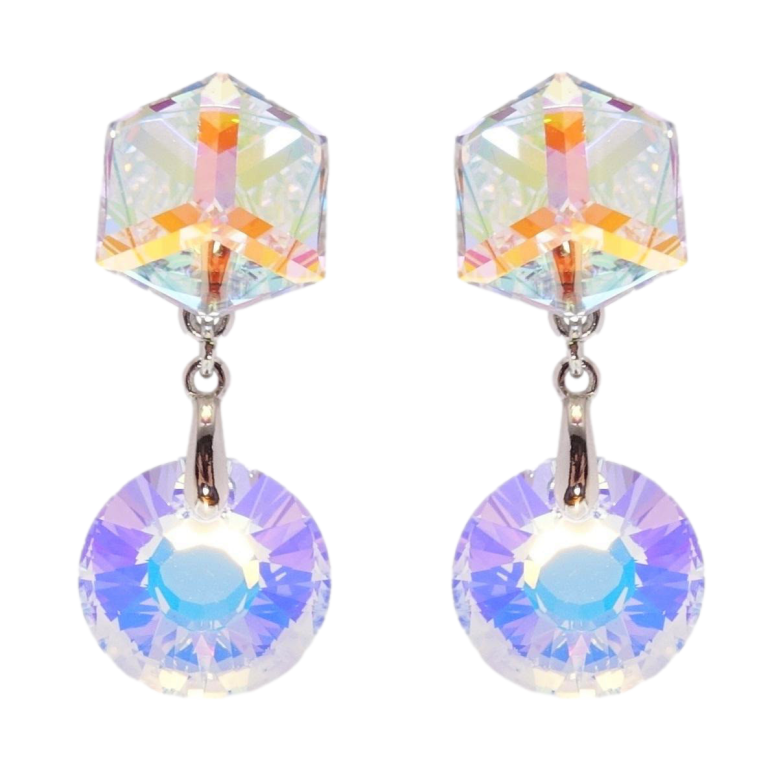 Сережки Xuping колір Родій з кристалами Swarovski пусети Кришталеві підвіски Moonlight фото №1