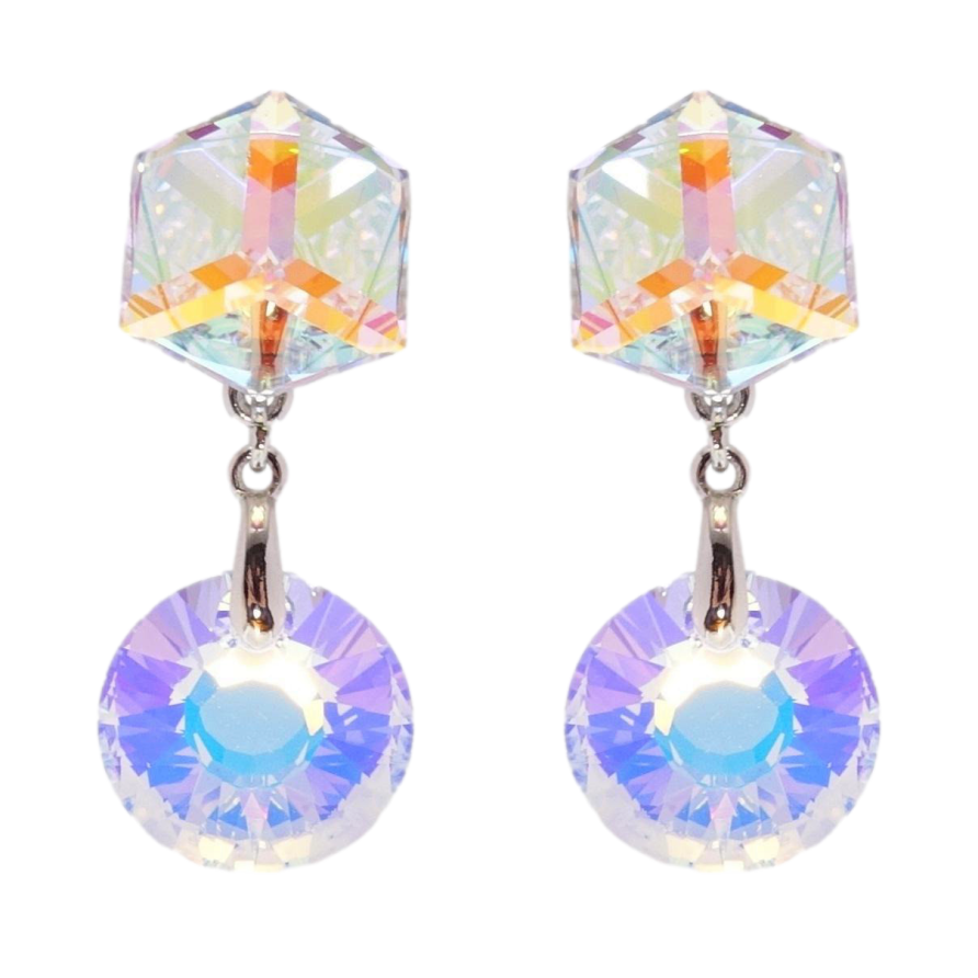 Серьги Xuping цвет Родий с кристаллами Swarovski пусеты Кристальные подвески Moonlight фото №1