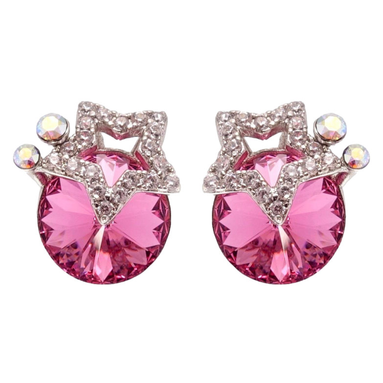 Сережки Xuping колір Родій з кристалами Swarovski пусети Зірки з кристалом Rose фото №3
