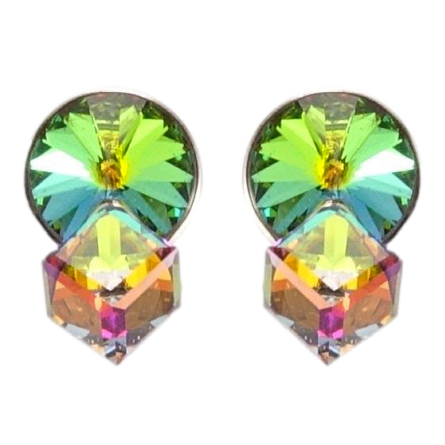 Сережки Xuping колір Родій з кристалами Swarovski пусети Кристали Vitrail Medium фото №1 Сережки Xuping колір Родій з кристалами Swarovski пусети Кристали Vitrail Medium фото №1