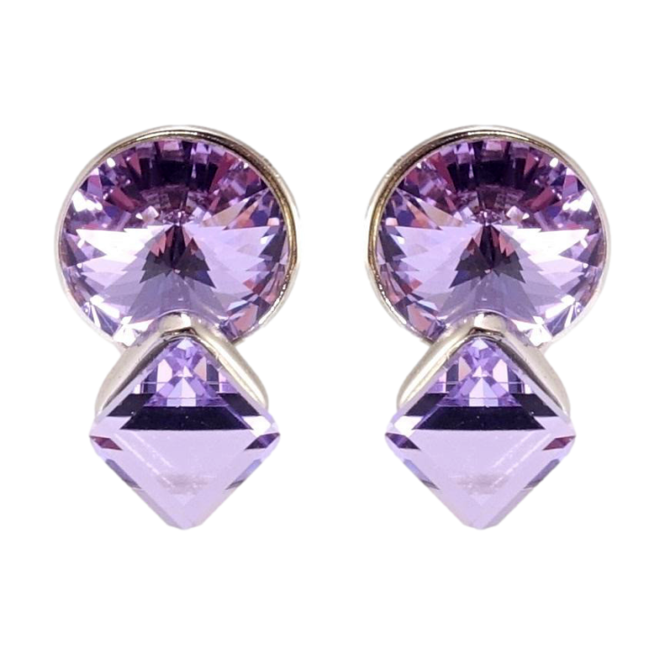 Серьги Xuping цвет Родий с кристаллами Swarovski пусеты Кристаллы Tanzanite фото №11