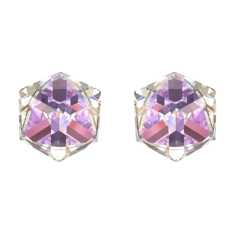 Сережки Xuping колір Родій з кристалами Swarovski пусети Кристальні куби Provence Lavender 8х8мм фото №1 Сережки Xuping колір Родій з кристалами Swarovski пусети Кристальні куби Provence Lavender 8х8мм фото №1