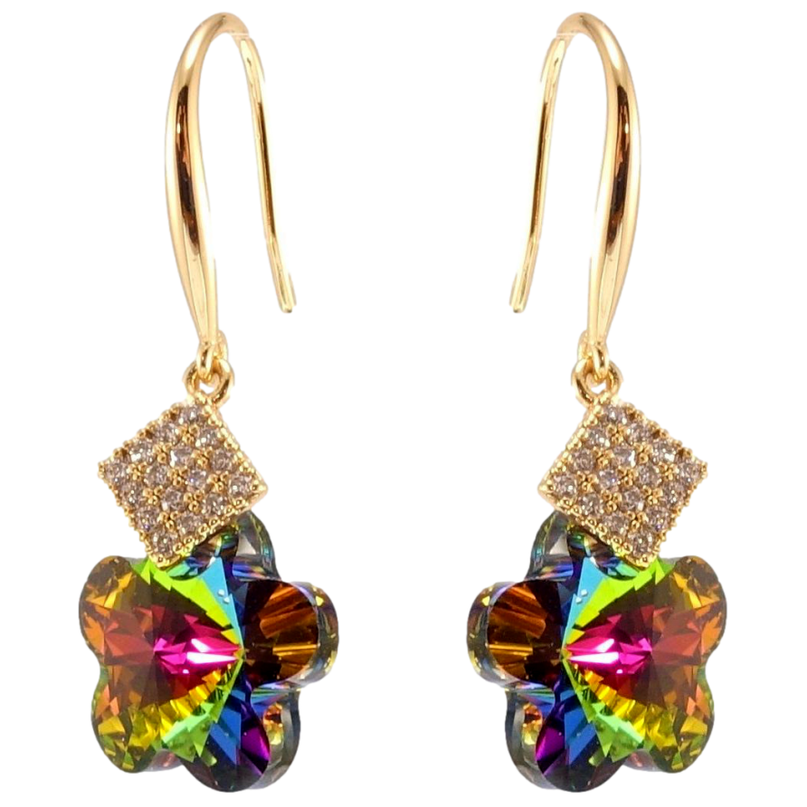 Серьги Xuping цвет 18K с кристаллами Swarovski французский замок Кристальные цветочки Vitrail Medium фото №1 Серьги Xuping цвет 18K с кристаллами Swarovski французский замок Кристальные цветочки Vitrail Medium фото №1