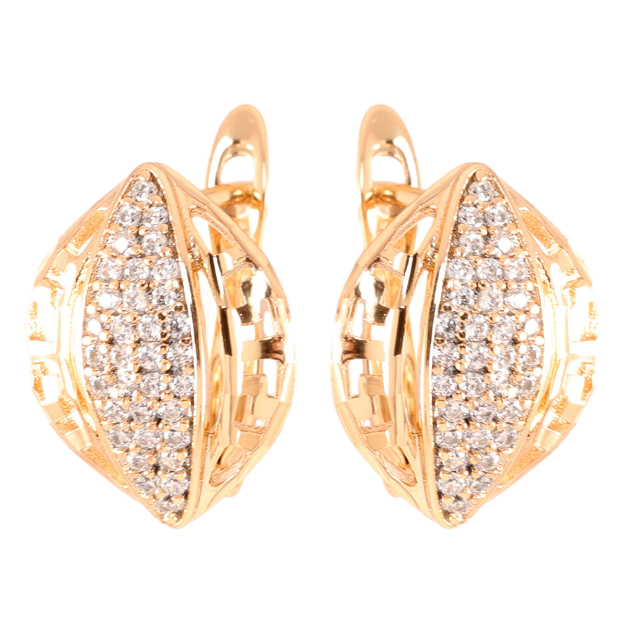 Серьги Xuping Позолота 18K английский замок Резной узор с цирконием фото №1 Серьги Xuping Позолота 18K английский замок Резной узор с цирконием фото №1