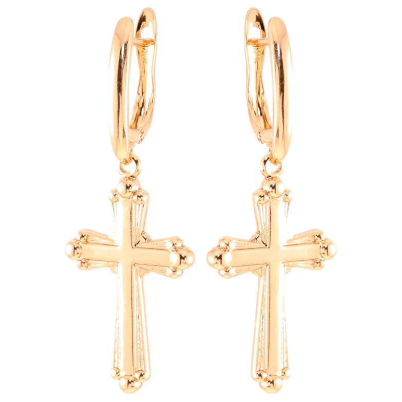 Сережки Xuping Позолота 18K англійський замок Хрестики фото №1 Сережки Xuping Позолота 18K англійський замок Хрестики фото №1
