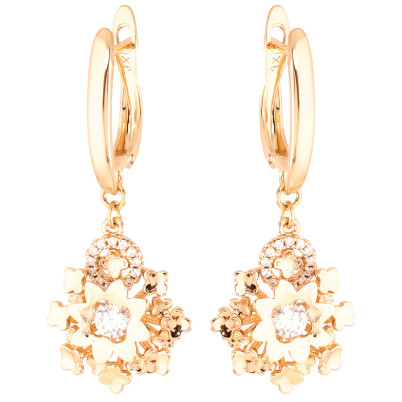 Сережки Xuping Позолота 18K англійський замок Квіткові підвіски з цирконієм фото №1
