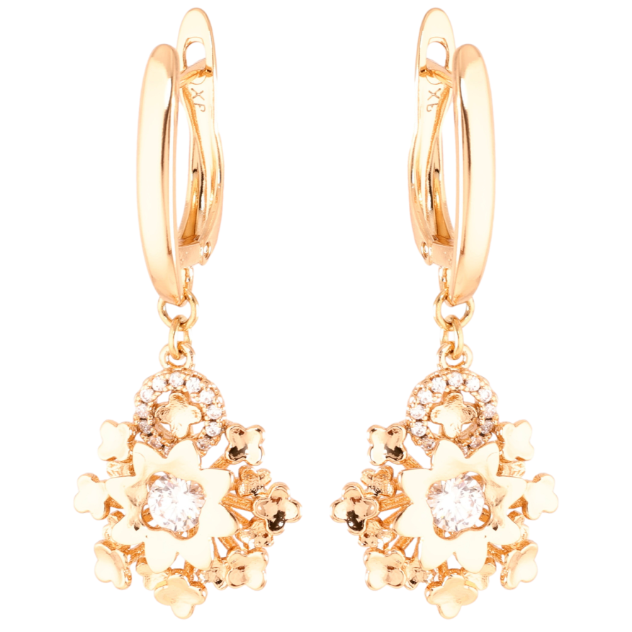 Серьги Xuping Позолота 18K английский замок Цветочные подвески с цирконием фото №1